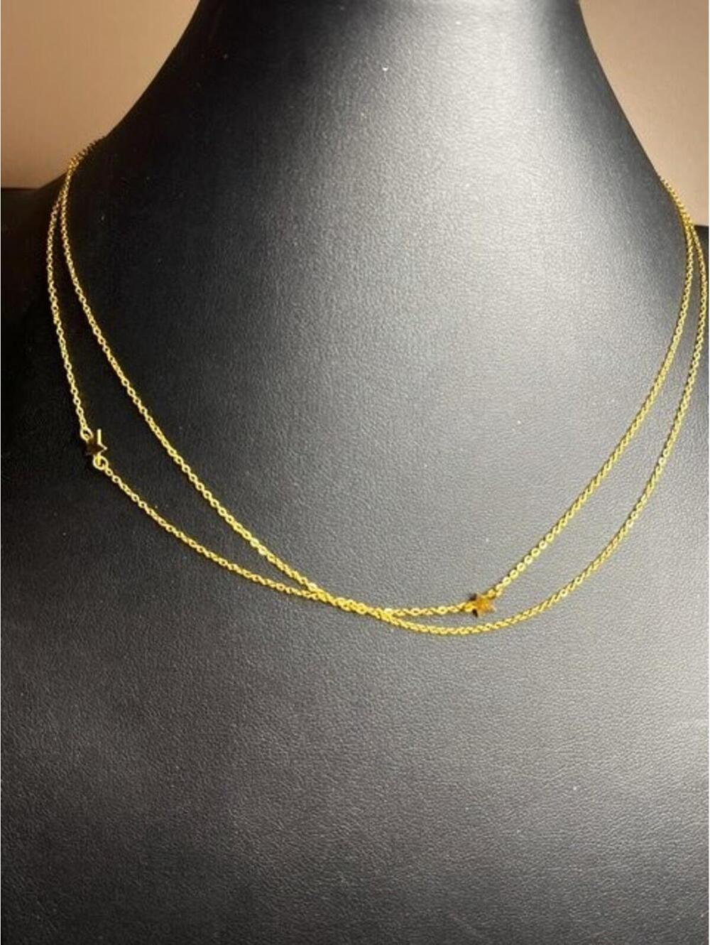 B5315 Jennifer Zeuner Dainty Layered Necklace Star Charm Gold Plated Minimal 19"